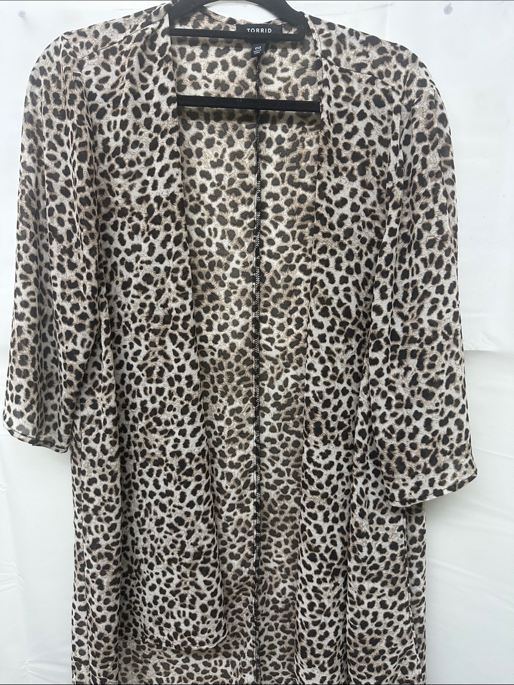 torrid Sheer Leopard-Print Kimono Robe in Taupe and Black